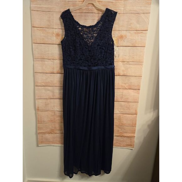 David's Bridal | Dresses | Davids Bridal Navy Blue Lace Maxi Dress |  Poshmark